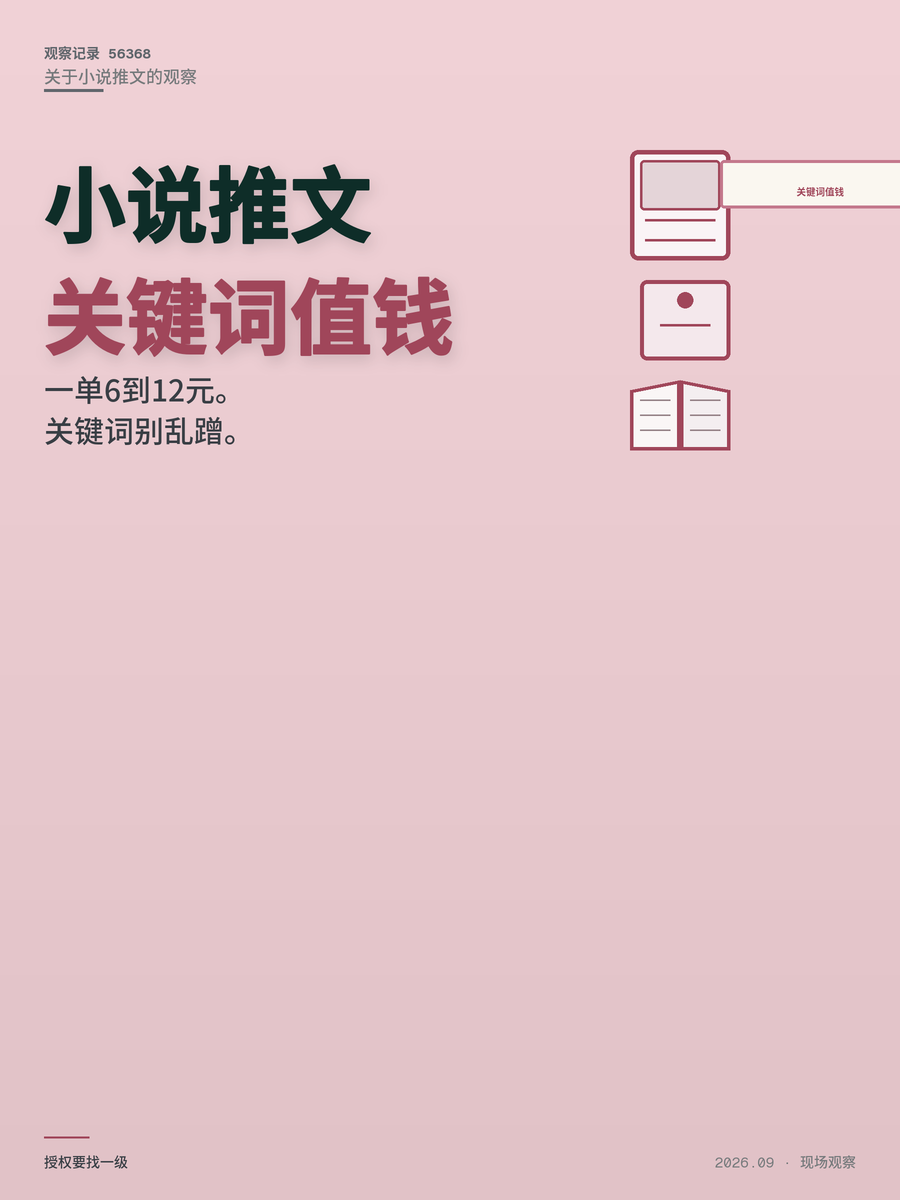 小说推文关键词怎么选？一单6到12元的结算秘密全在这