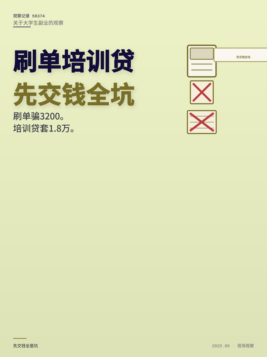 大学生做副业，刷单和培训贷两个坑平均骗走多少钱