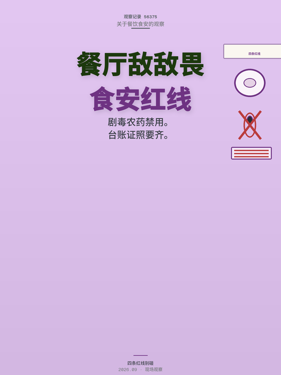 餐厅用敌敌畏消杀被查，食安红线到底有哪四条？