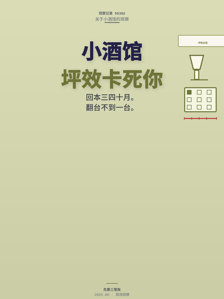小酒馆最大的坑不是酒难卖，是坪效天花板卡死你