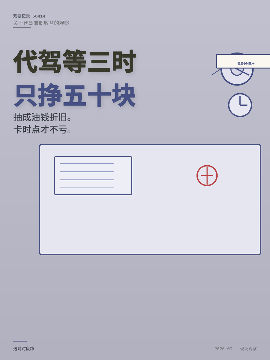 代驾等单3小时只挣50块，这笔账怎么算才不亏