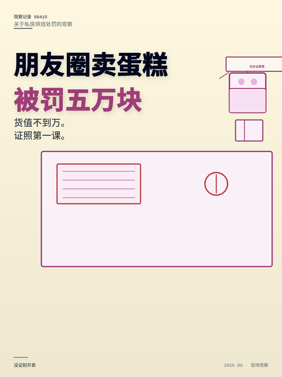 朋友圈卖1945元蛋糕被罚5万：私房烘焙的第一课不是配方，是证照