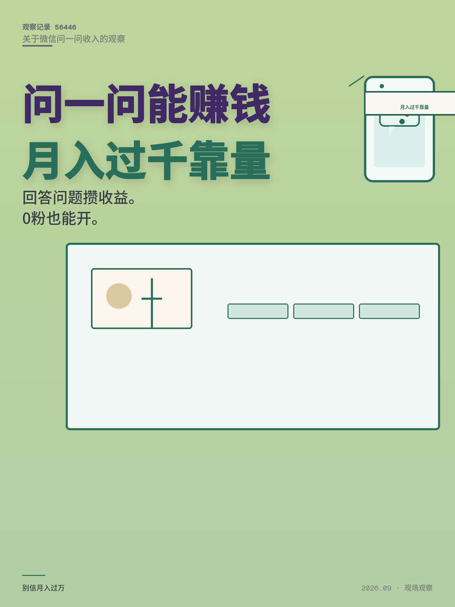 微信问一问月入过千？算完这笔账你还想当主业吗