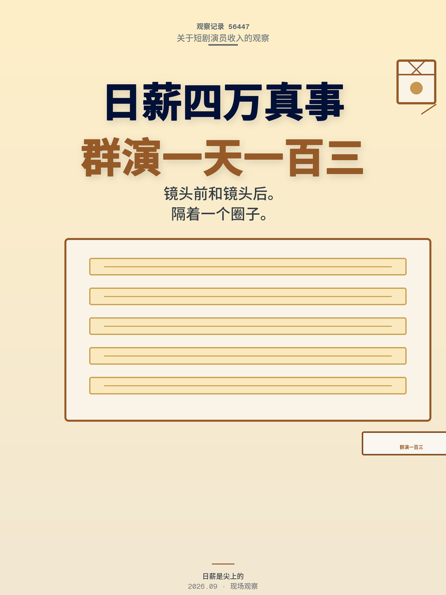 短剧演员日薪4万是真的？横店群演135元一天，中间隔着什么