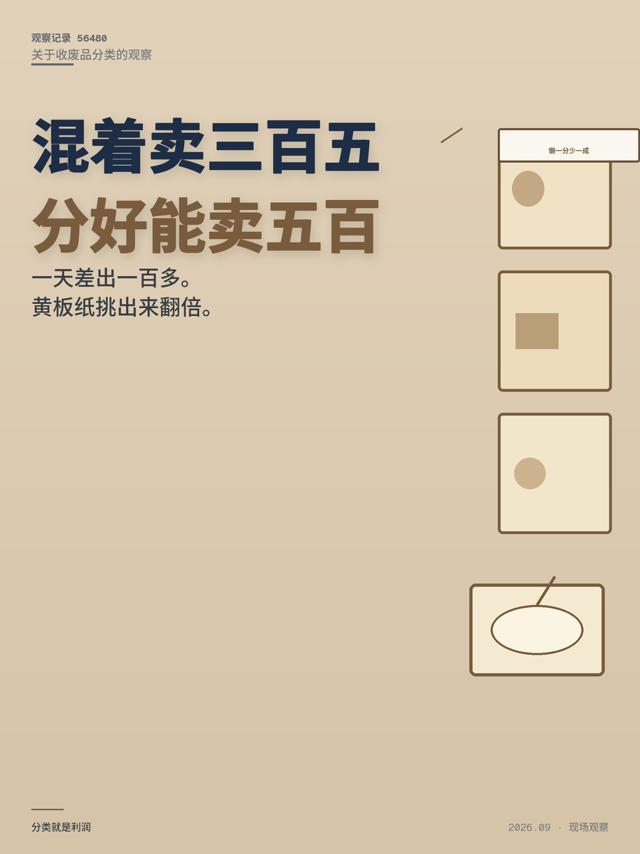 收废品月入过万？同一种货分不好少赚30%-50%，分类才是核心