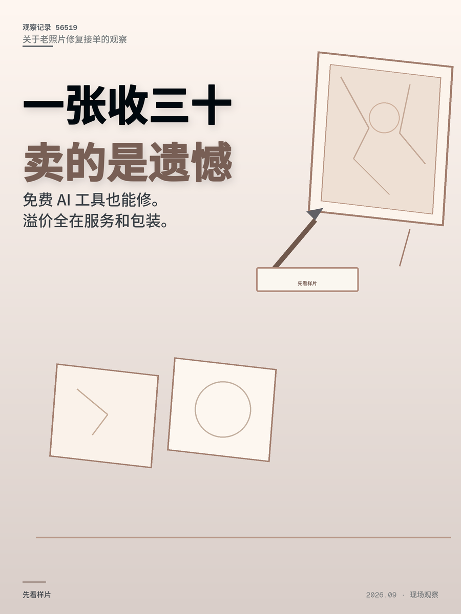 老照片修复一张30到500块，不懂PS也能接单，怎么入行？