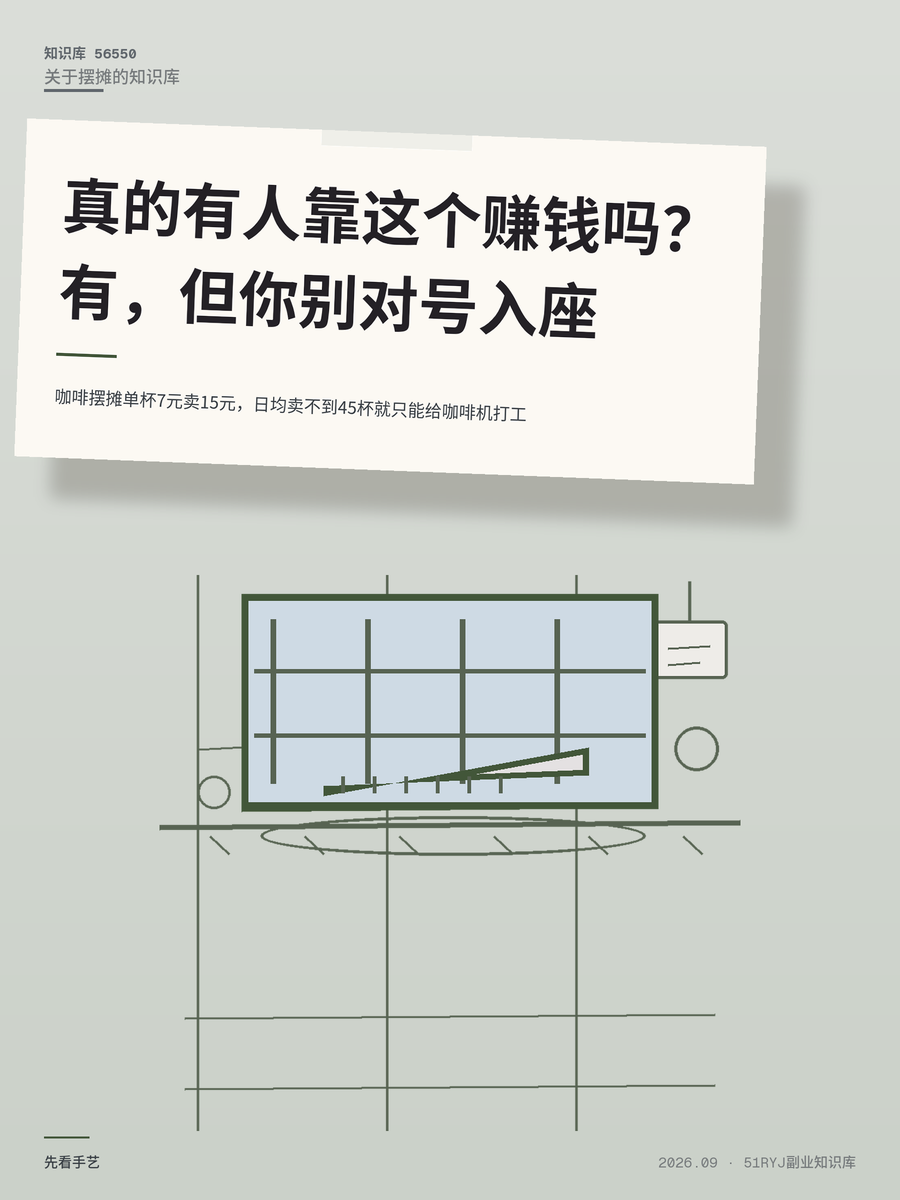 咖啡摆摊单杯7元卖15元，日均卖不到45杯就只能给咖啡机打工