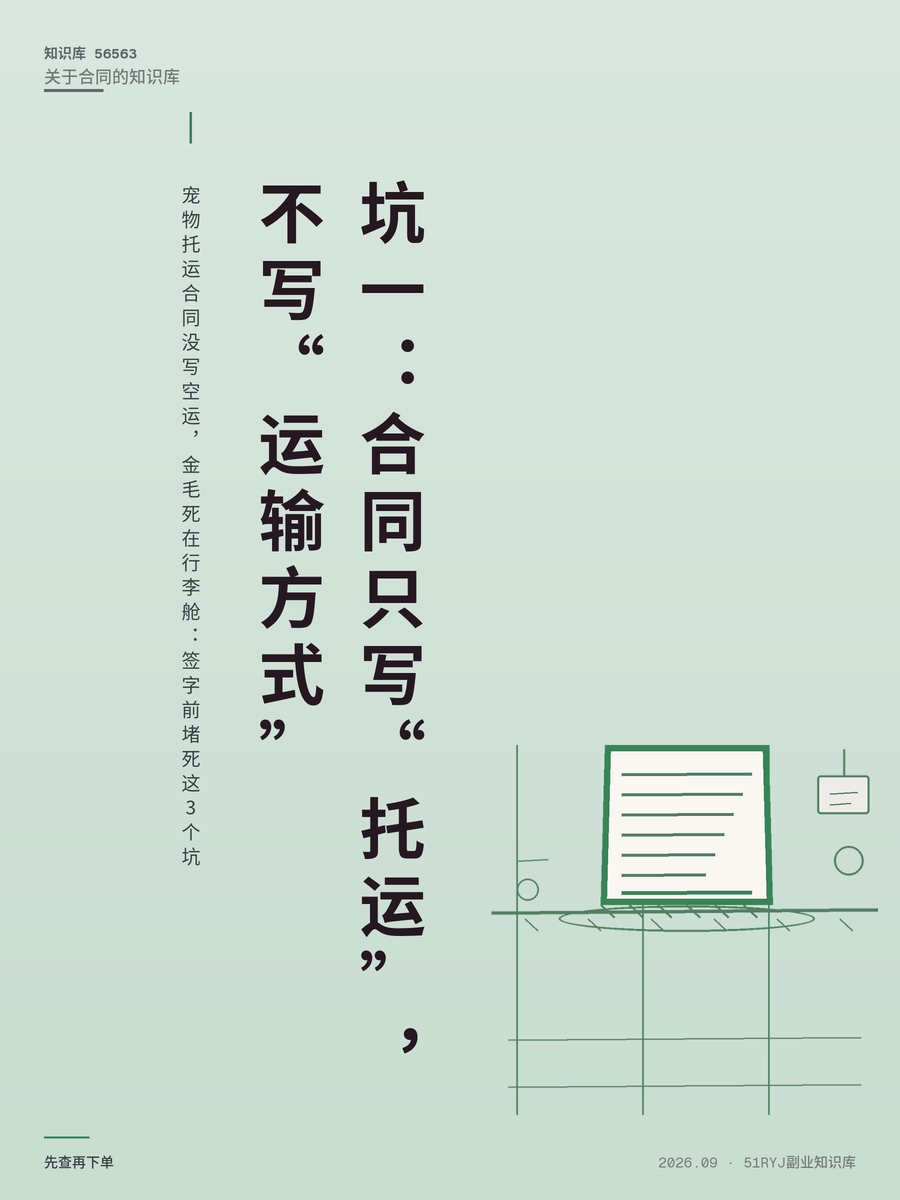 宠物托运合同没写空运，金毛死在行李舱：签字前堵死这3个坑