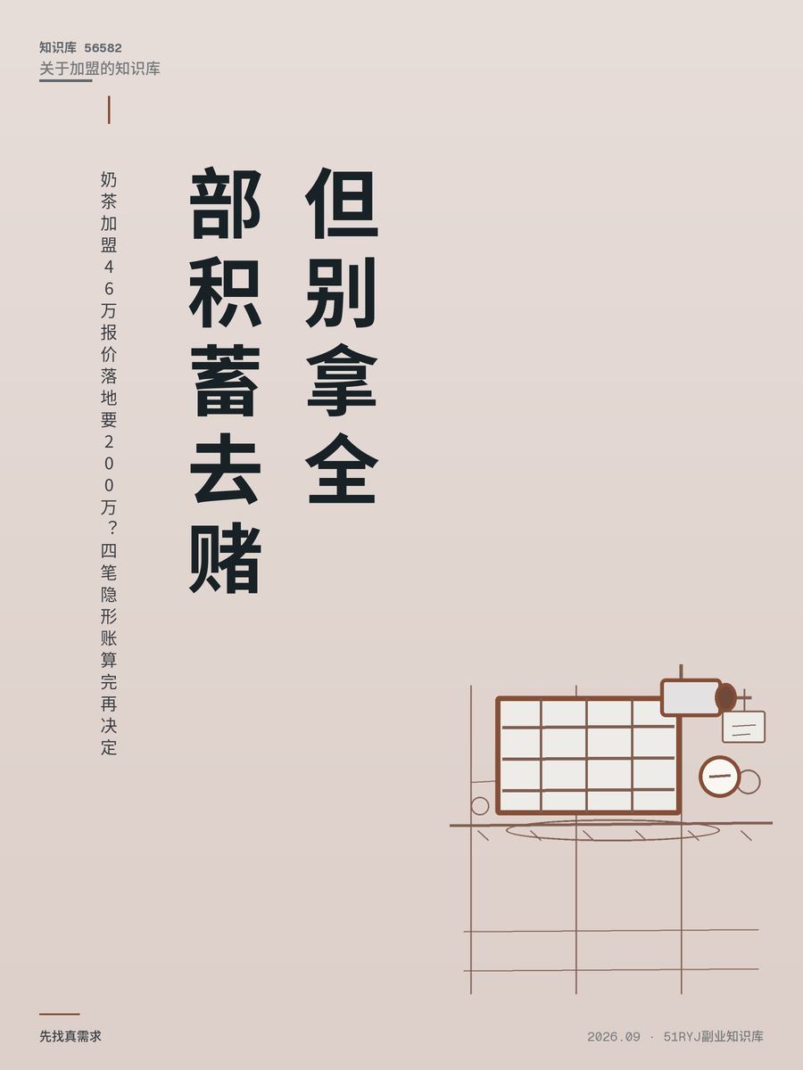 奶茶加盟46万报价落地要200万？四笔隐形账算完再决定
