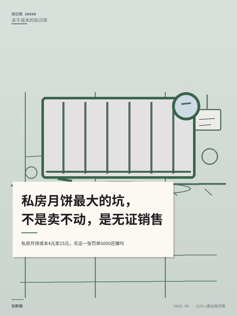 私房月饼成本4元卖15元，无证一张罚单6000还赚吗