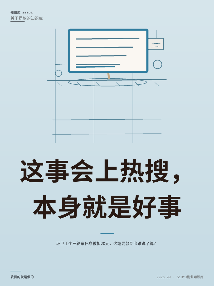 环卫工坐三轮车休息被扣20元，这笔罚款到底谁说了算？