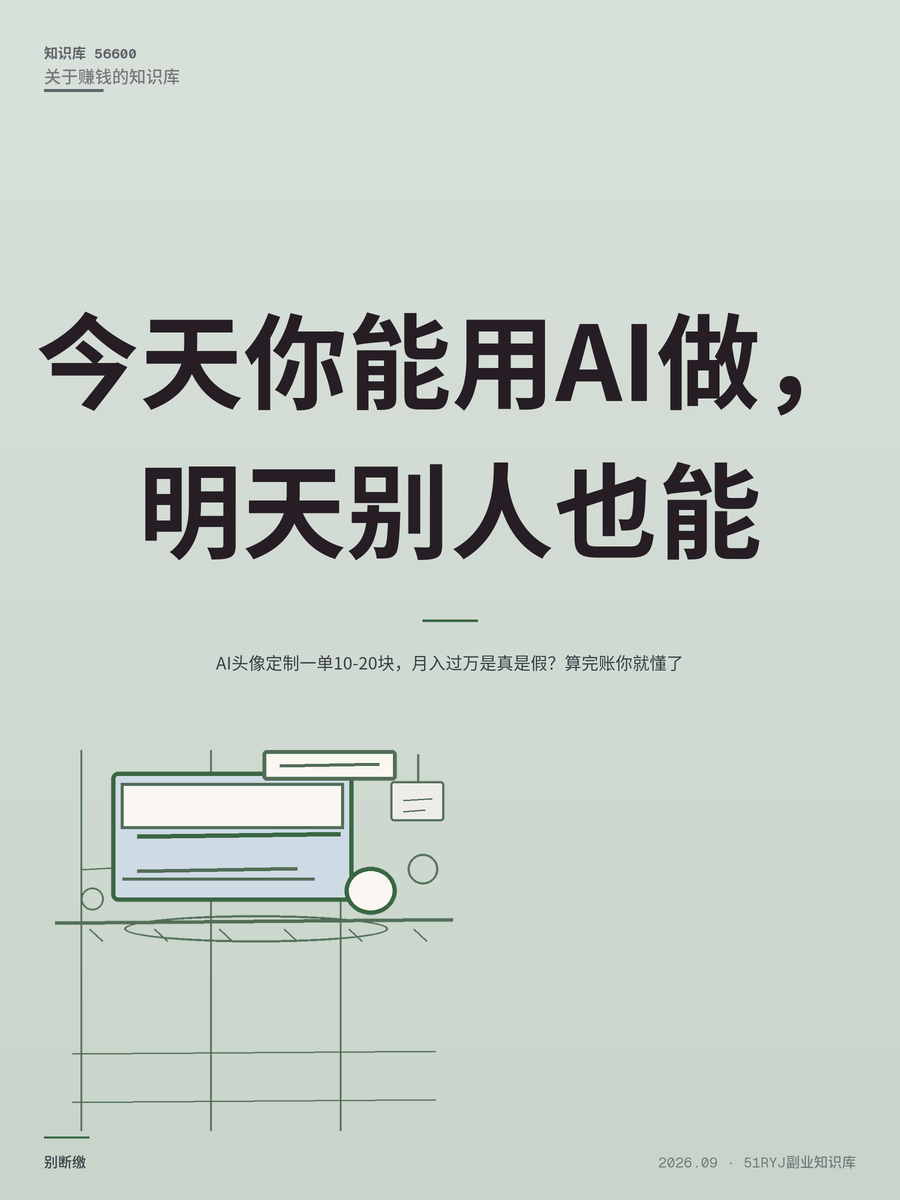 AI头像定制一单10-20块，月入过万是真是假？算完账你就懂了