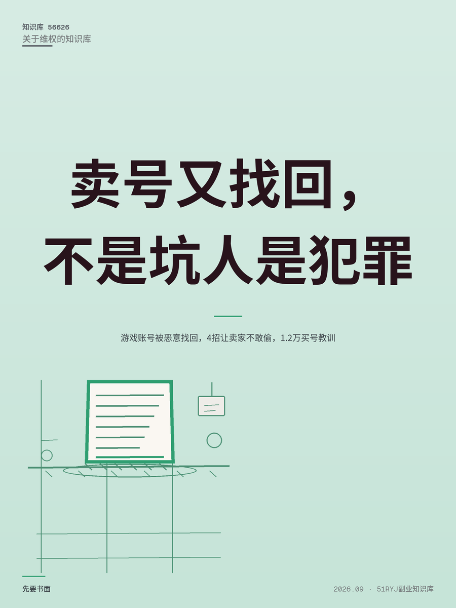 游戏账号被恶意找回，4招让卖家不敢偷，1.2万买号教训