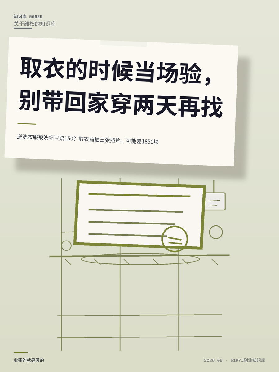 送洗衣服被洗坏只赔150？取衣前拍三张照片，可能差1850块