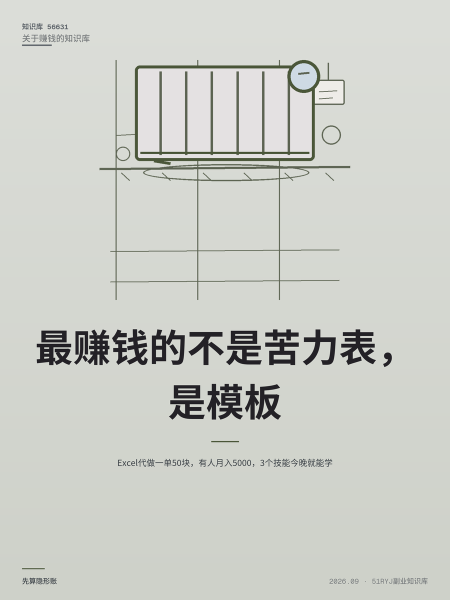 Excel代做一单50块，有人月入5000，3个技能今晚就能学