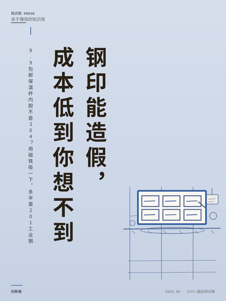 9.9包邮保温杯内胆不是304？用磁铁吸一下，多半是201工业钢