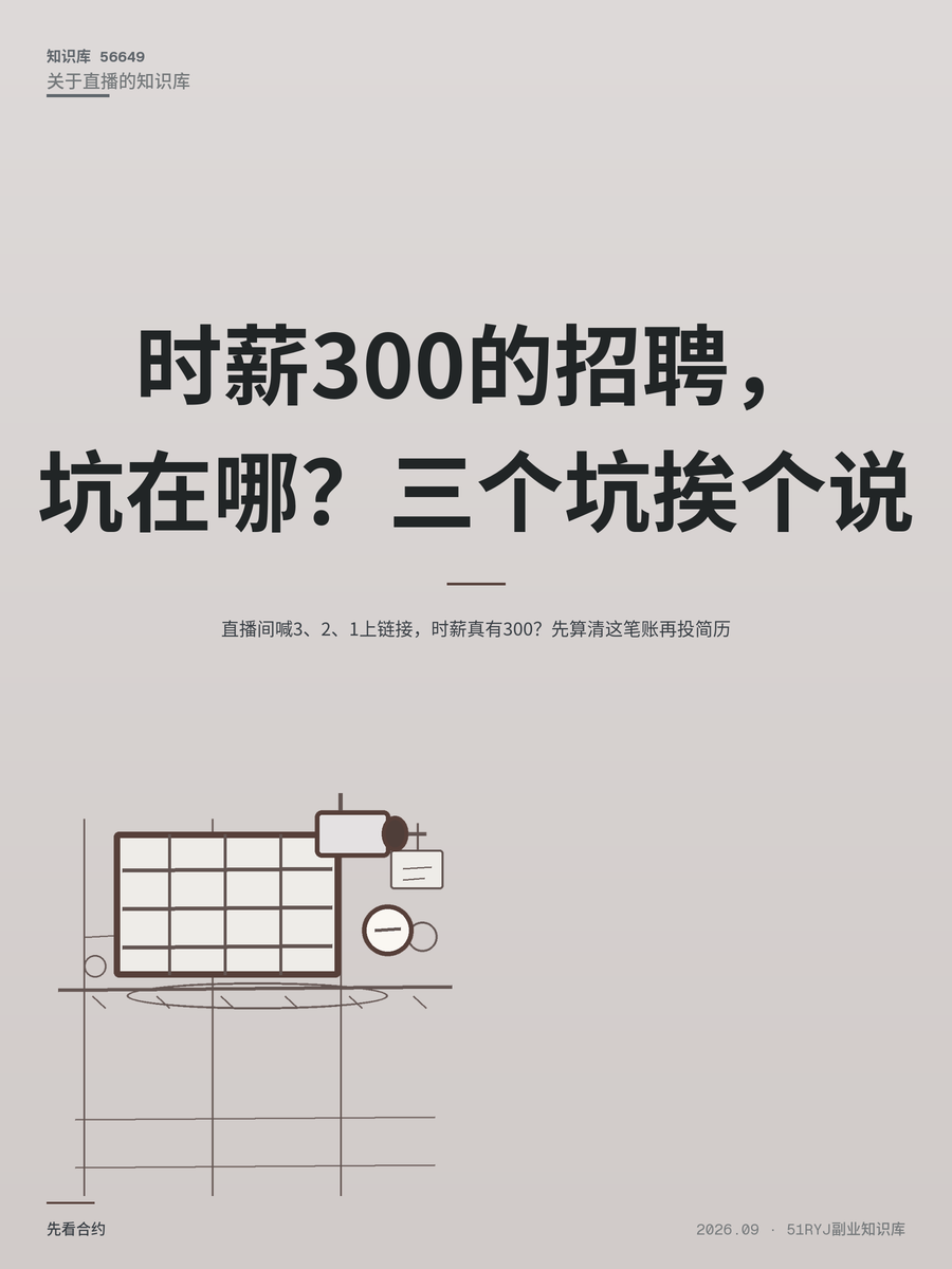 直播间喊3、2、1上链接，时薪真有300？先算清这笔账再投简历