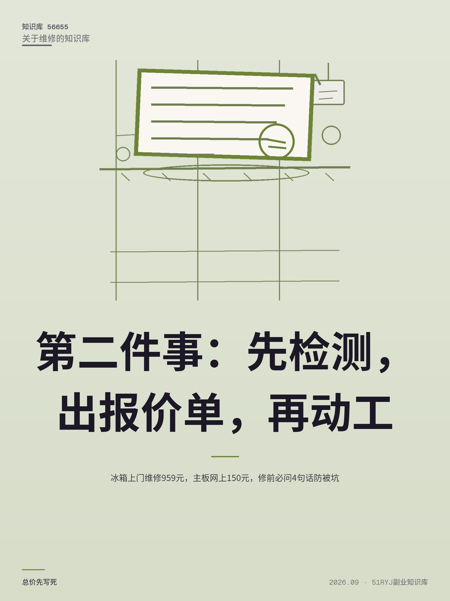 冰箱上门维修959元，主板网上150元，修前必问4句话防被坑