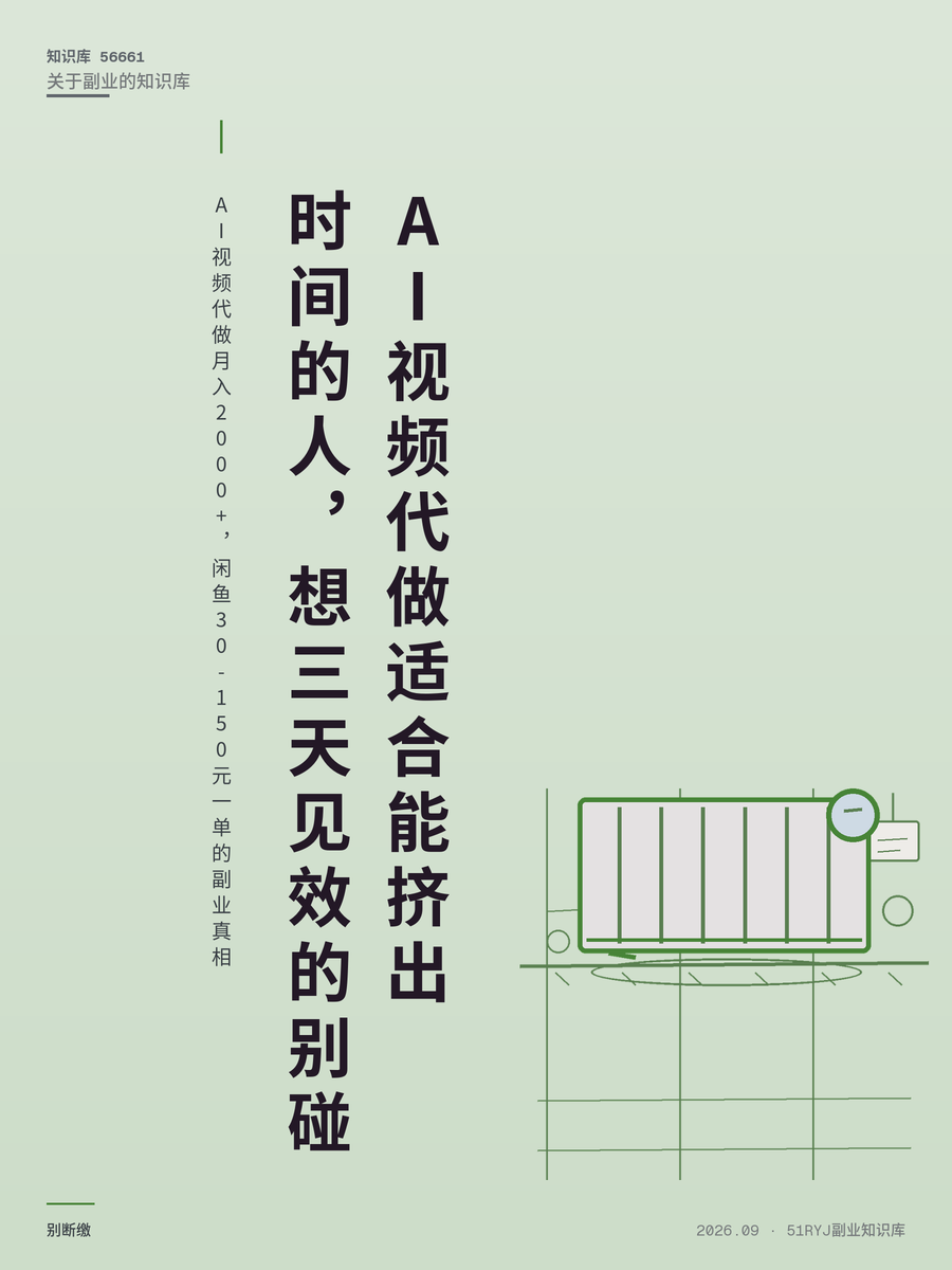 AI视频代做月入2000+，闲鱼30-150元一单的副业真相