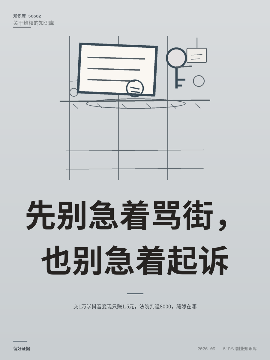 交1万学抖音变现只赚1.5元，法院判退8000，缝隙在哪