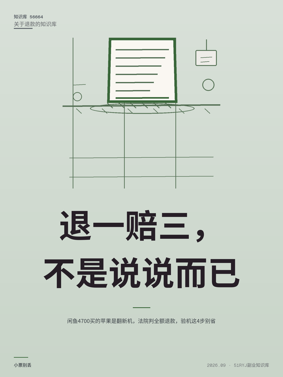 闲鱼4700买的苹果是翻新机，法院判全额退款，验机这4步别省
