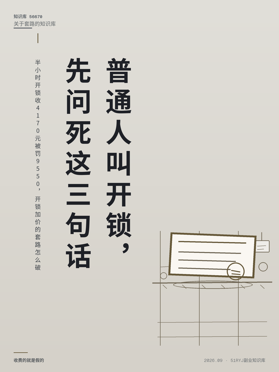 半小时开锁收4170元被罚9550，开锁加价的套路怎么破