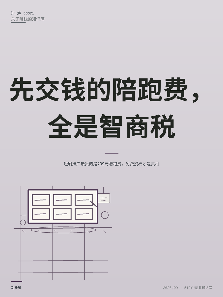 短剧推广最贵的是299元陪跑费，免费授权才是真相
