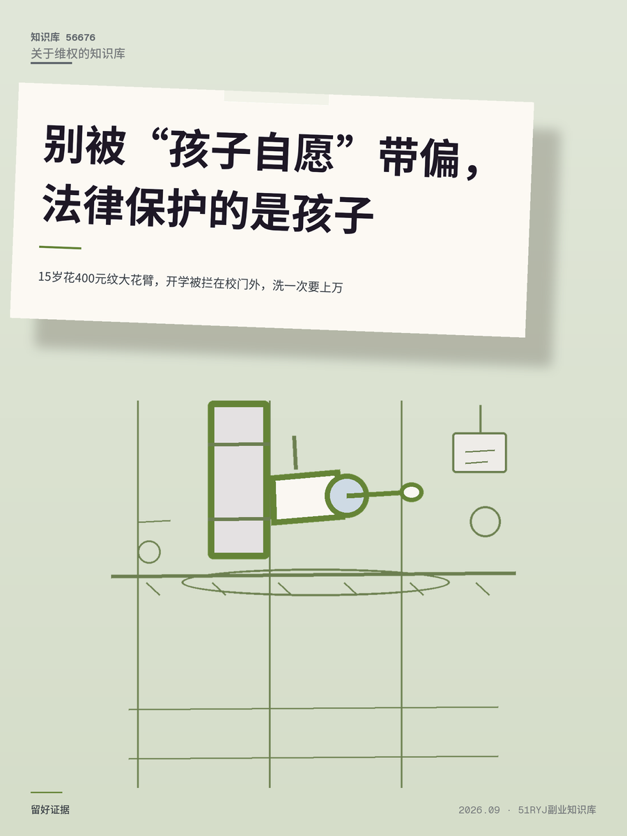 15岁花400元纹大花臂，开学被拦在校门外，洗一次要上万