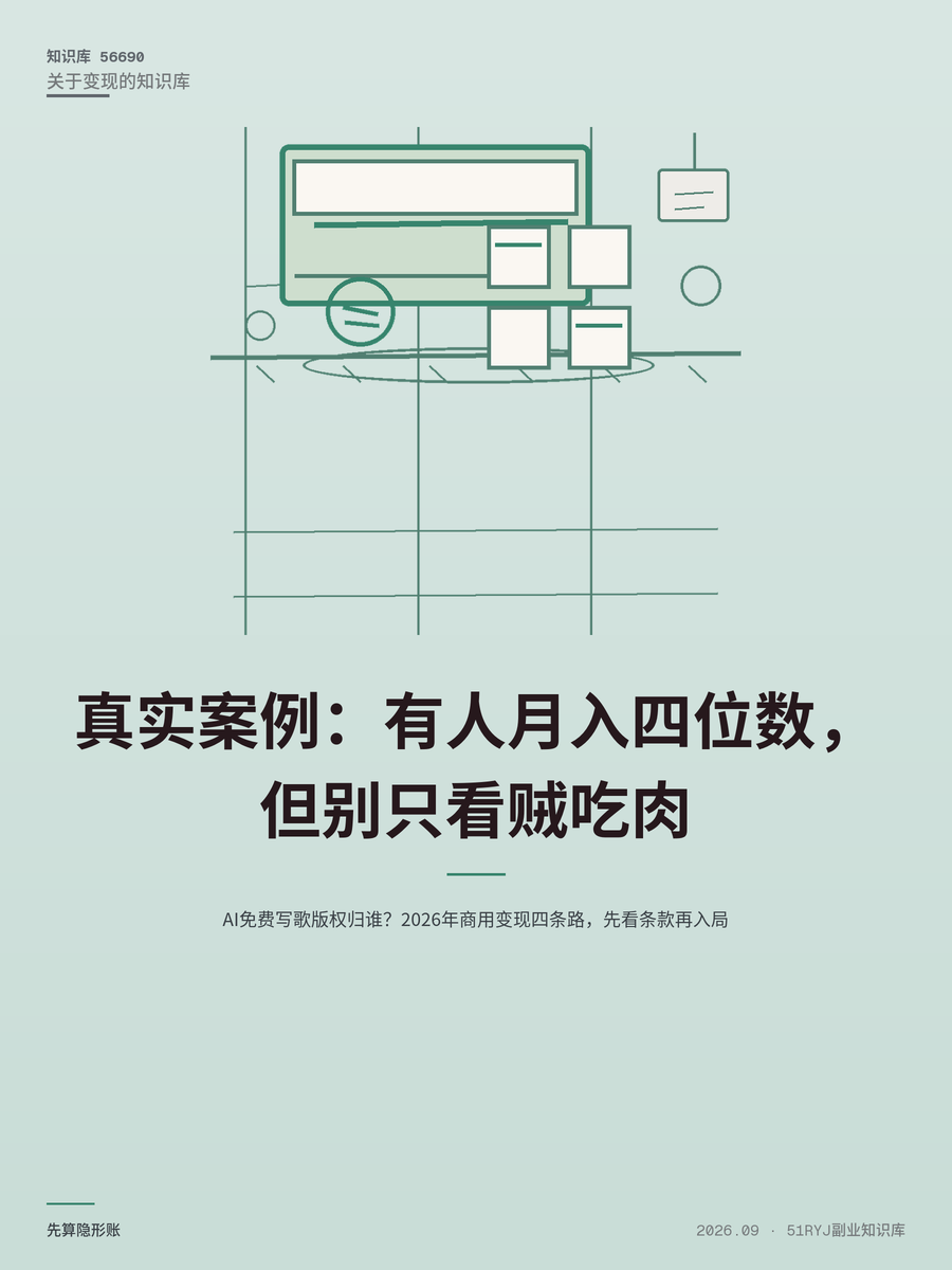 AI免费写歌版权归谁？2026年商用变现四条路，先看条款再入局