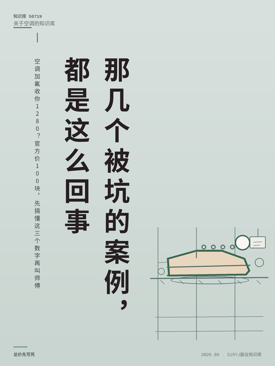 空调加氟收你1280？官方价100块，先搞懂这三个数字再叫师傅