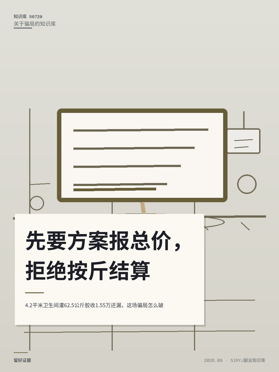 4.2平米卫生间灌62.5公斤胶收1.55万还漏，这场骗局怎么破