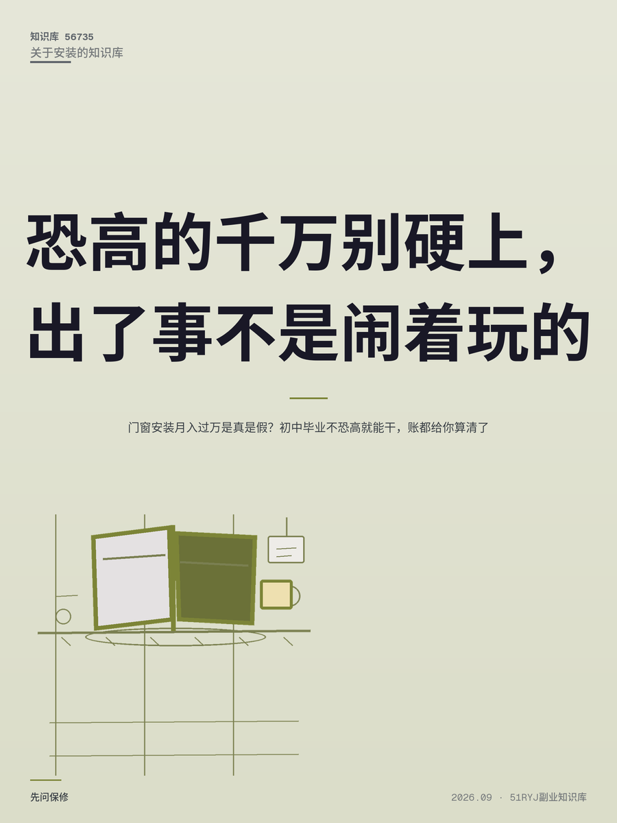 门窗安装月入过万是真是假？初中毕业不恐高就能干，账都给你算清了