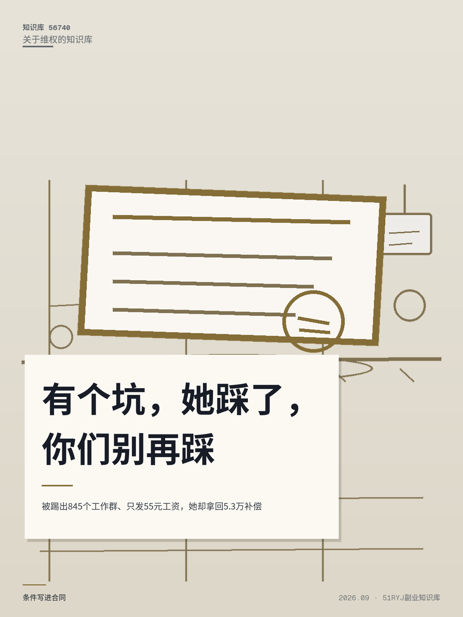 被踢出845个工作群、只发55元工资，她却拿回5.3万补偿