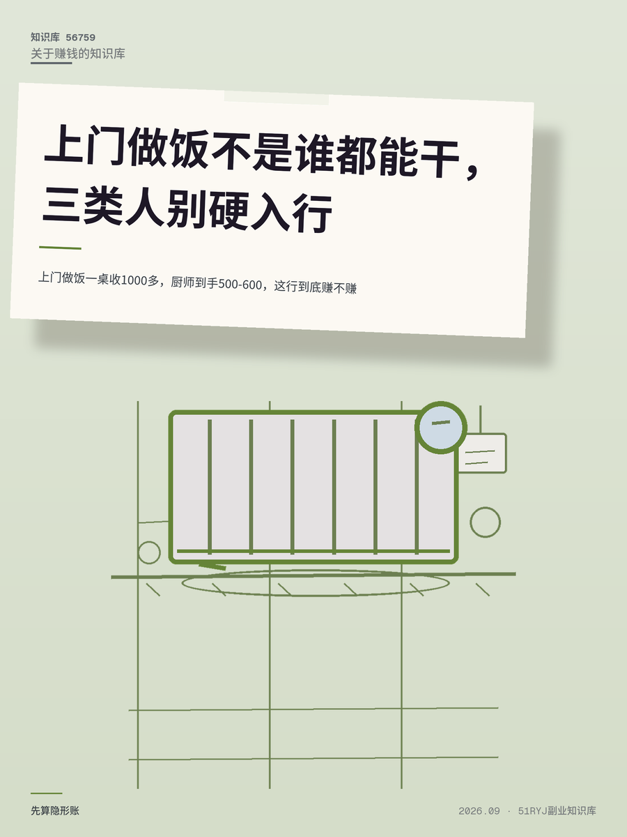 上门做饭一桌收1000多，厨师到手500-600，这行到底赚不赚
