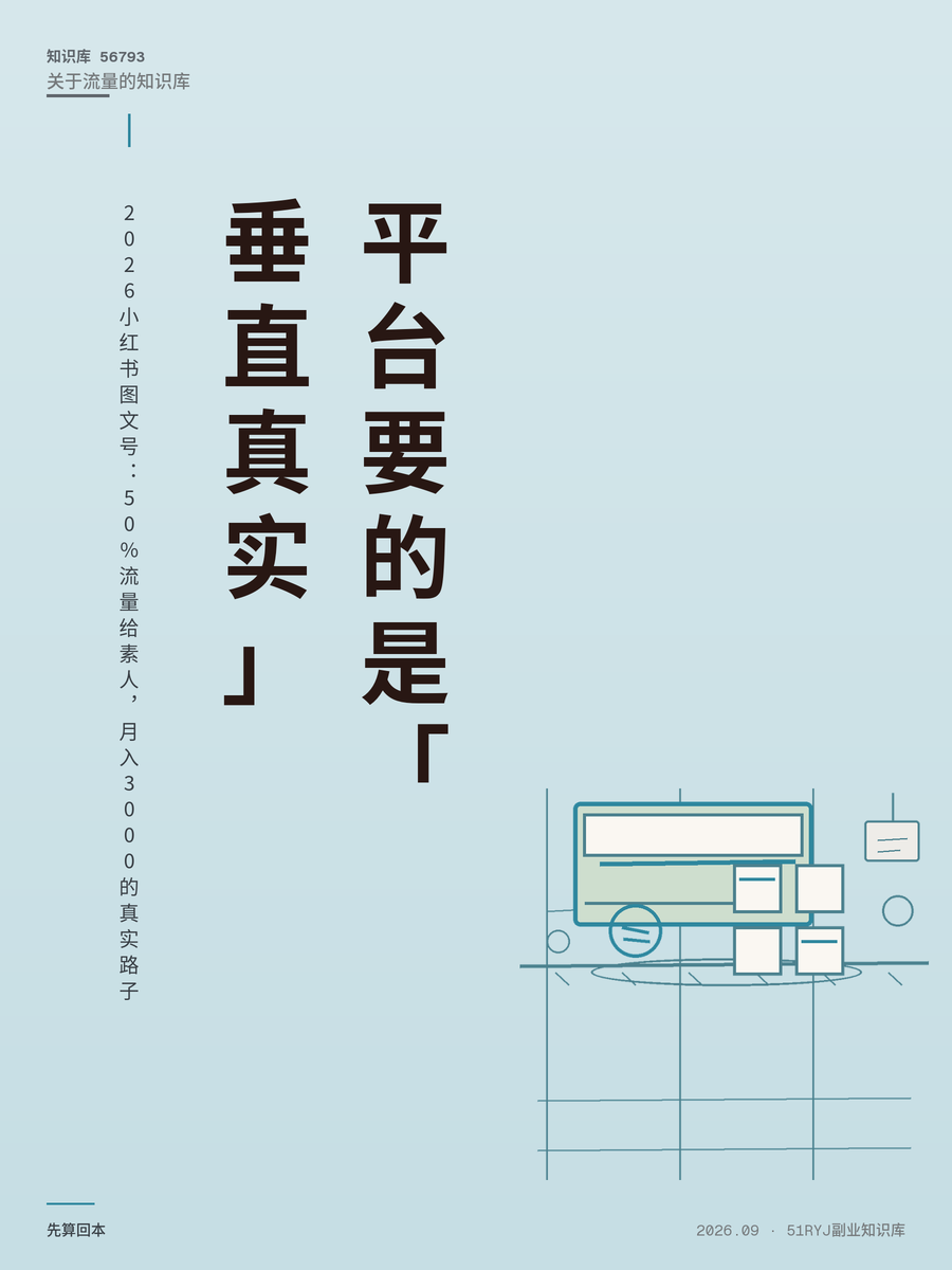 2026小红书图文号：50%流量给素人，月入3000的真实路子