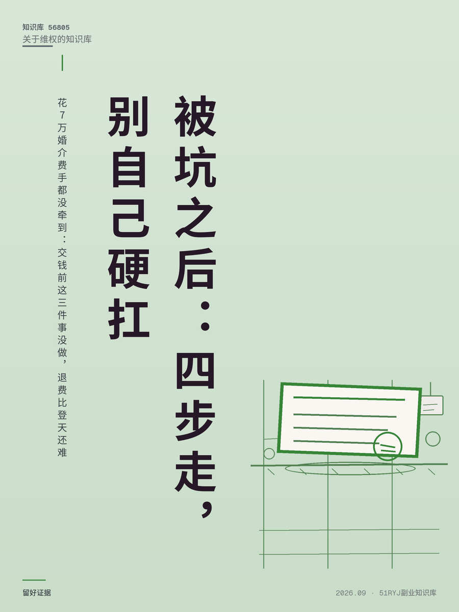 花7万婚介费手都没牵到：交钱前这三件事没做，退费比登天还难