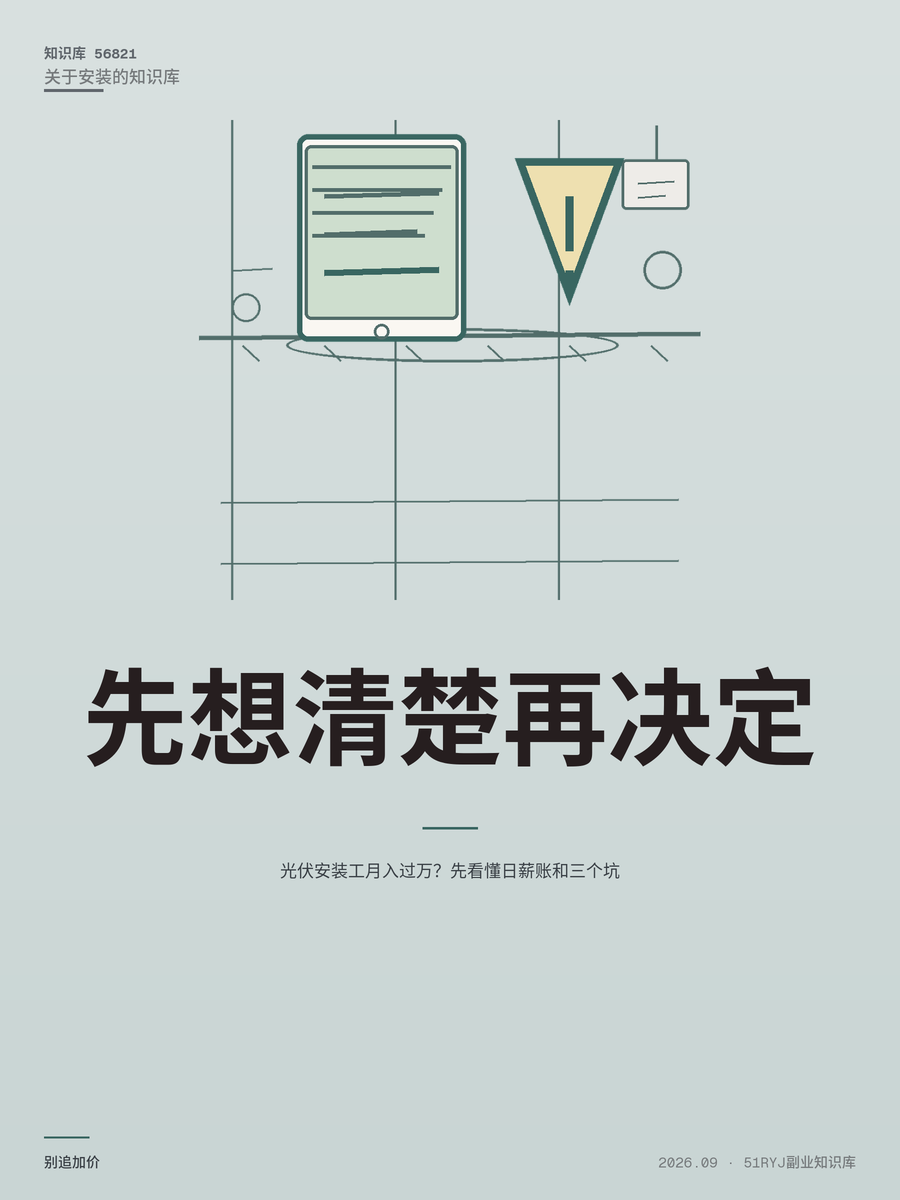 光伏安装工月入过万？先看懂日薪账和三个坑
