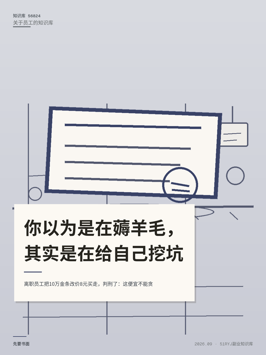 离职员工把10万金条改价8元买走，判刑了：这便宜不能贪