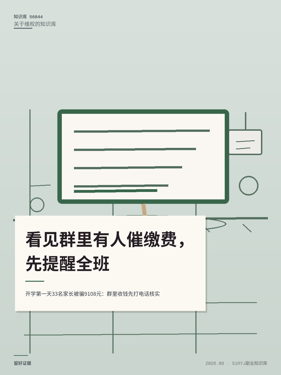 开学第一天33名家长被骗9108元：群里收钱先打电话核实