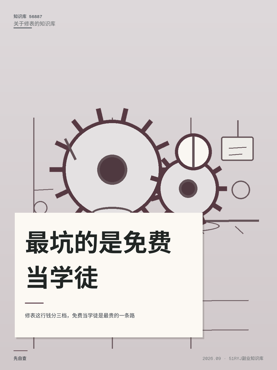 修表这行钱分三档，免费当学徒是最贵的一条路