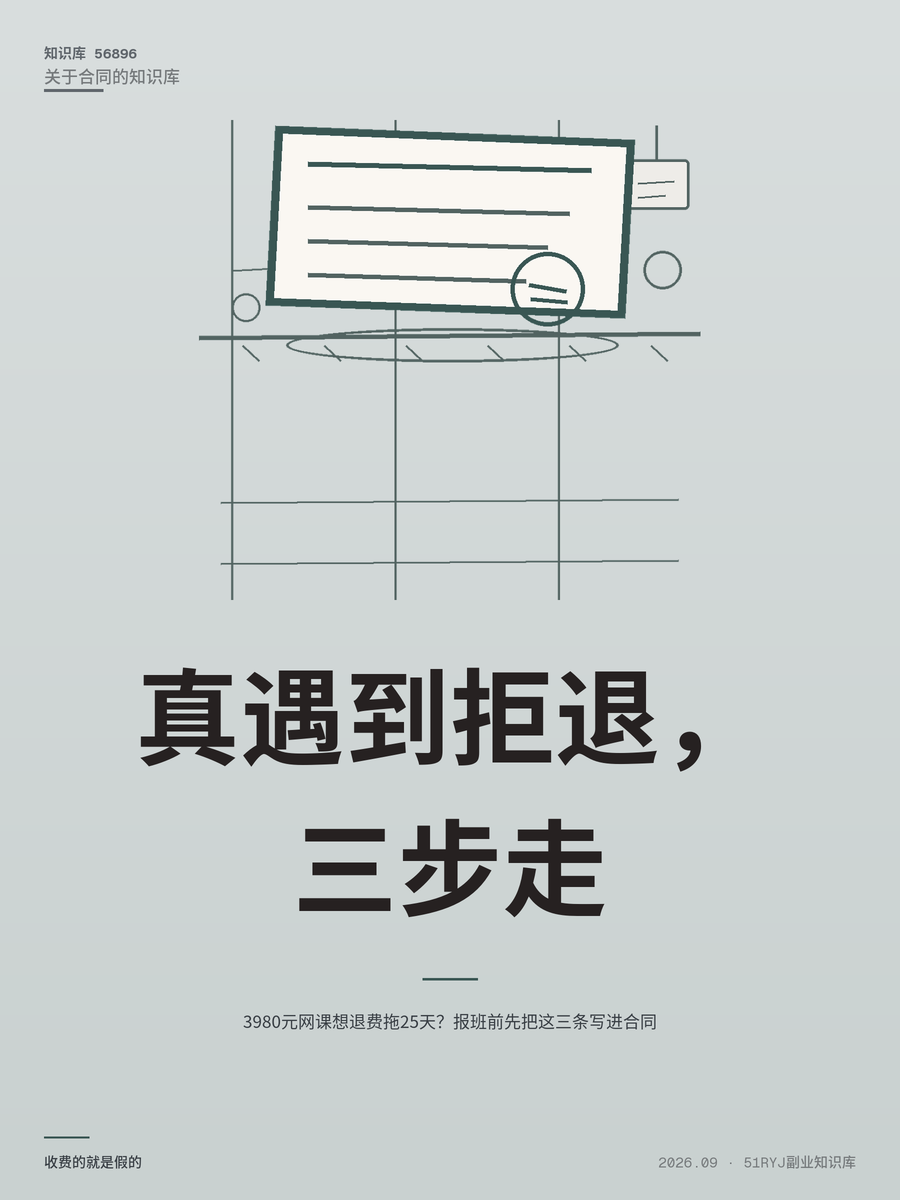 3980元网课想退费拖25天？报班前先把这三条写进合同