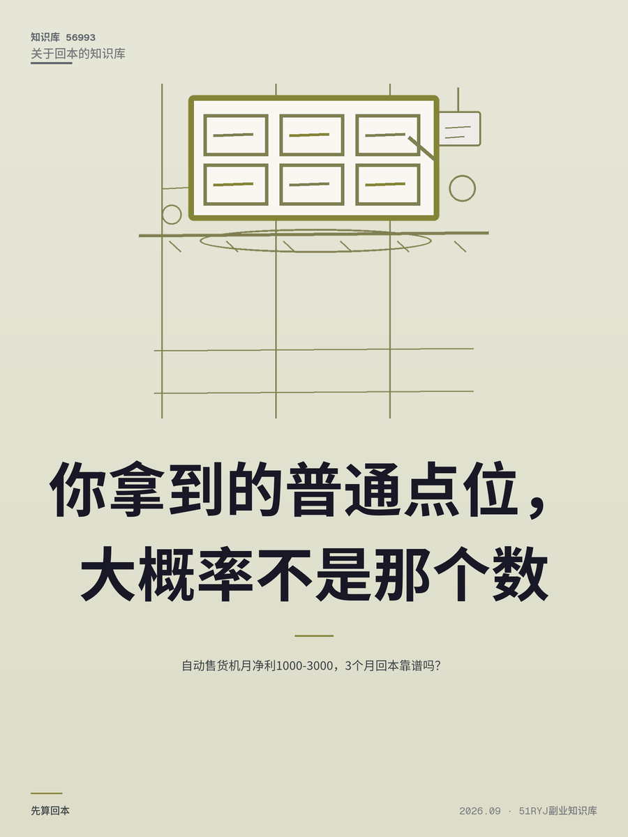 自动售货机月净利1000-3000，3个月回本靠谱吗？