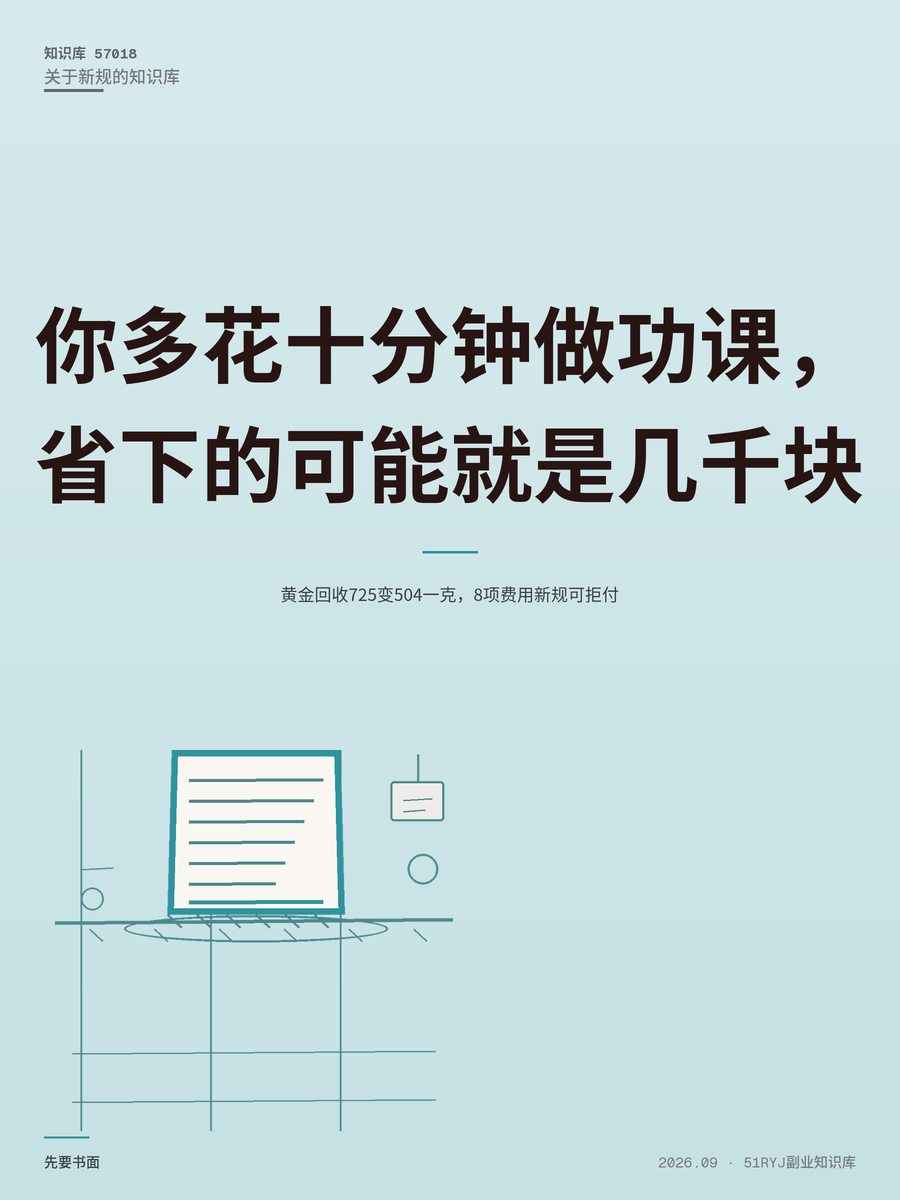 黄金回收725变504一克，8项费用新规可拒付