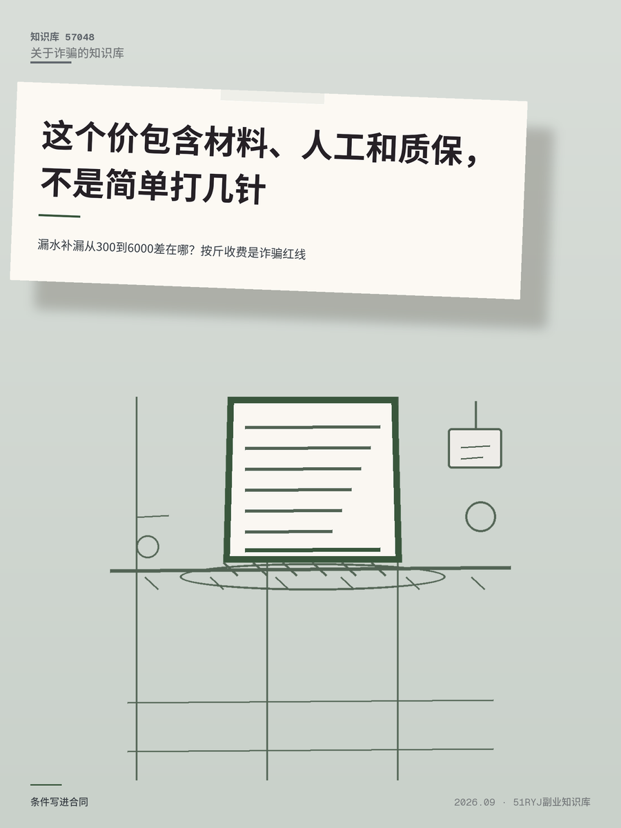 漏水补漏从300到6000差在哪？按斤收费是诈骗红线