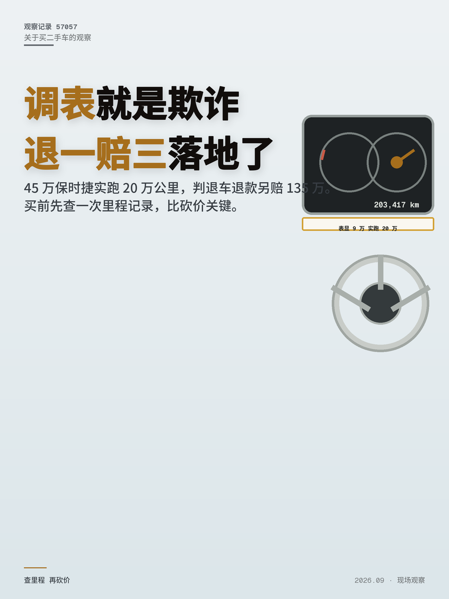 二手车调表车退一赔三新规落地，买前这一步比砍价关键
