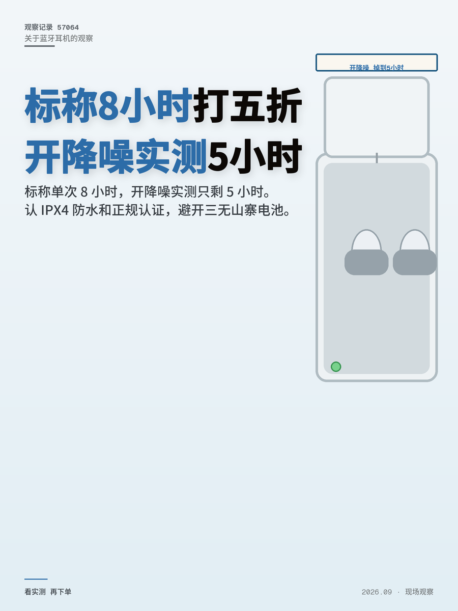 蓝牙耳机降噪数字别盲信，续航和认证才是新手该盯的
