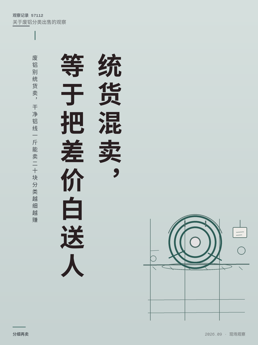 废铝别统货卖，干净铝线一斤能卖二十块分类越细越赚