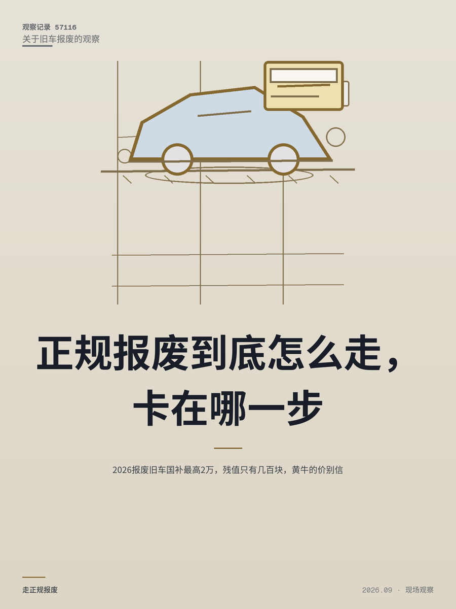 2026报废旧车国补最高2万，残值只有几百块，黄牛的价别信