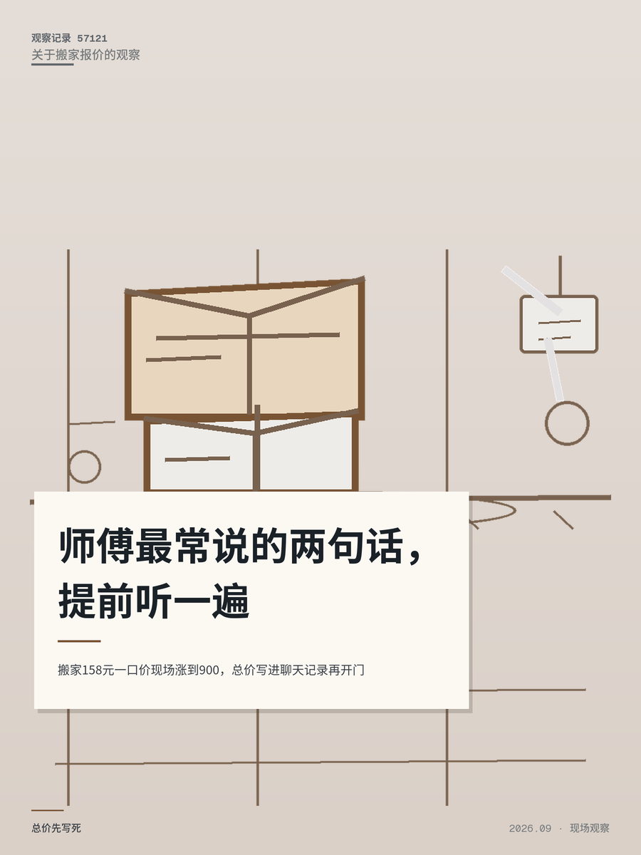 搬家158元一口价现场涨到900，总价写进聊天记录再开门