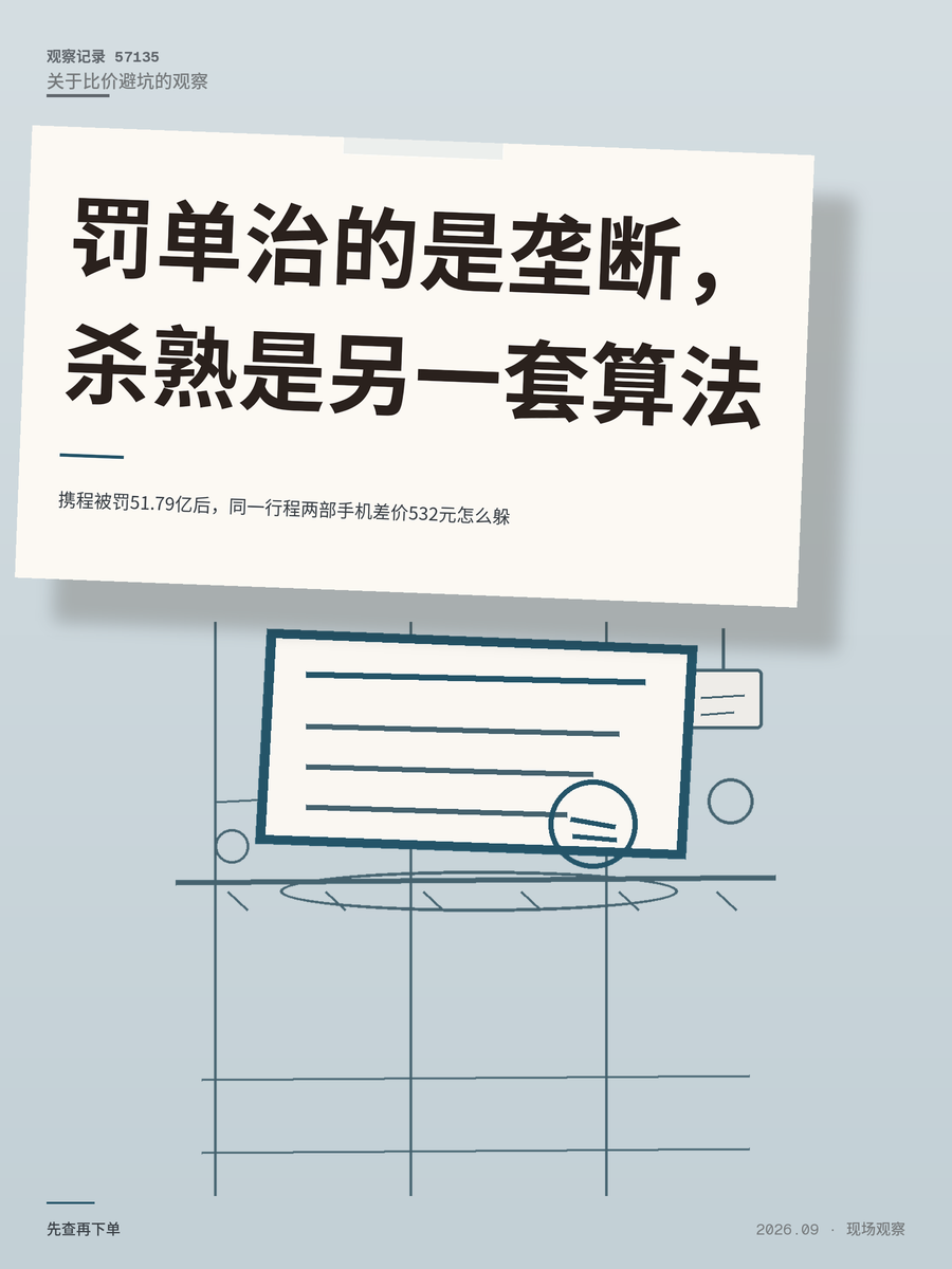 携程被罚51.79亿后，同一行程两部手机差价532元怎么躲